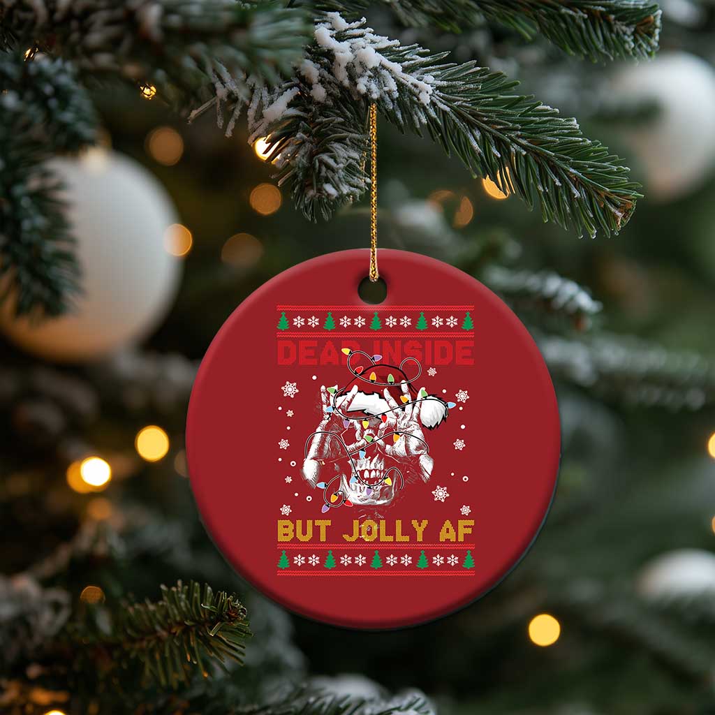 Funny Xmas Skeleton Christmas Ornament Dead Inside But Jolly AF Santa Hat TS11 Print Your Wear