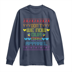 Funny LGBT Christmas Long Sleeve Shirt Don't We Now Our Gay Apparel Rainbow Unicorn TS11 Navy Print Your Wear