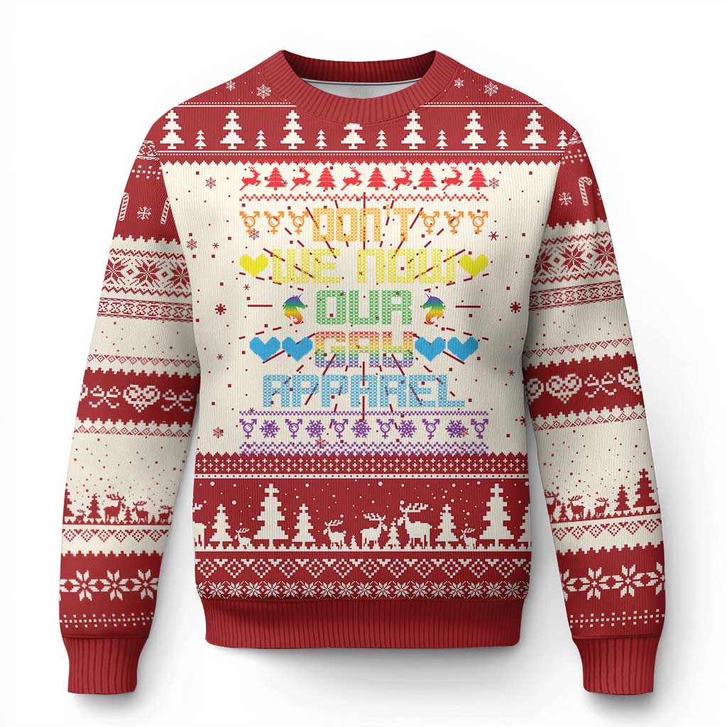 Funny LGBT Xmas Ugly Christmas Sweater Don't We Now Our Gay Apparel Rainbow Unicorn TS11 Red Print Your Wear