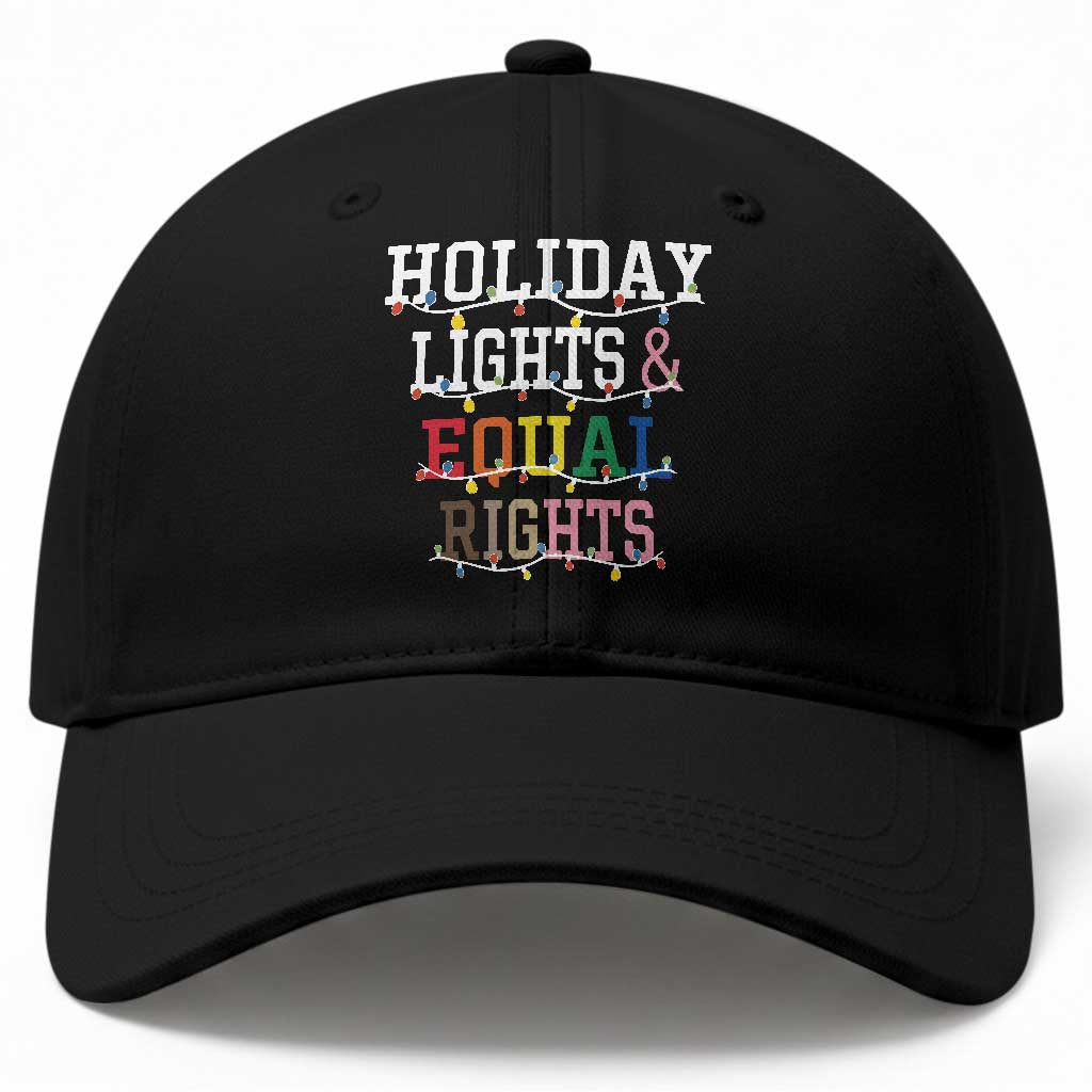 Funny Feminist LGBT Christmas Baseball Cap Holiday Lights And Equal Rights Led Lights TS11 Print Your Wear