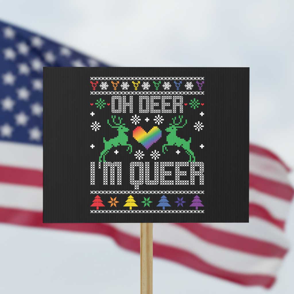 Funny LGBT Christmas Protest Sign Oh Deer I'm Queer Rainbow LGBT Flag TS11 Horizontal 18