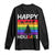 Funny LGBT Christmas Long Sleeve Shirt Happy Holigays Rainbow Stripes Unicorn Santa TS11 Black Print Your Wear