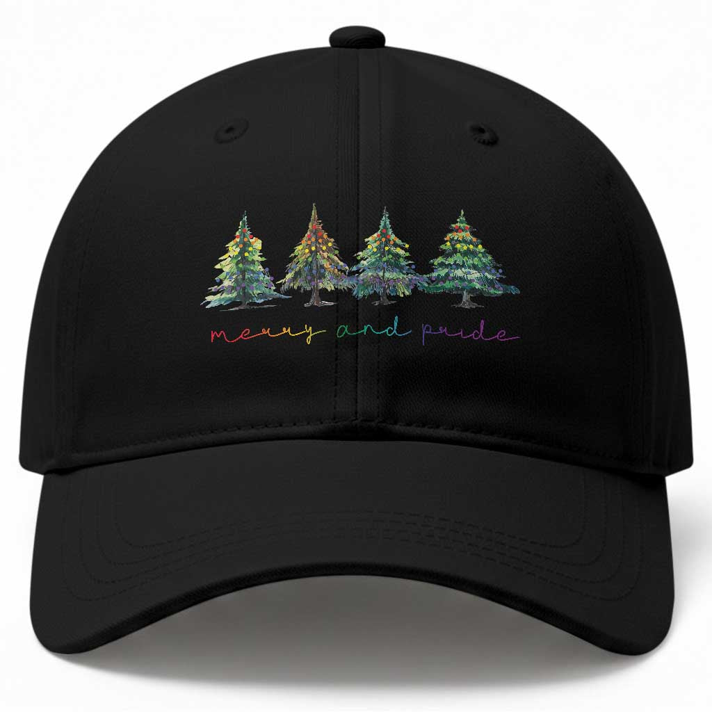 Funny Christmas LGBT Baseball Cap Merry And Pride Rainbow Xmas Tree TS11 Print Your Wear