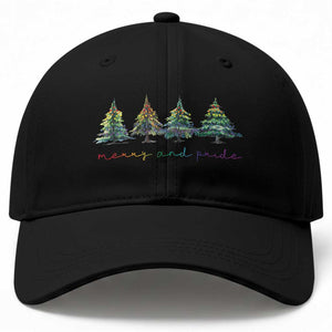 Funny Christmas LGBT Baseball Cap Merry And Pride Rainbow Xmas Tree TS11 Print Your Wear
