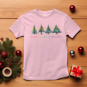 Funny Christmas LGBT T Shirt Merry And Pride Rainbow Xmas Tree TS11 Light Pink Print Your Wear