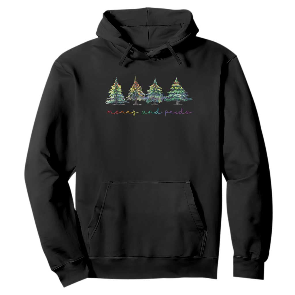 Funny Christmas LGBT Hoodie Merry And Pride Rainbow Xmas Tree TS11 Black Print Your Wear