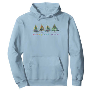 Funny Christmas LGBT Hoodie Merry And Pride Rainbow Xmas Tree TS11 Light Blue Print Your Wear