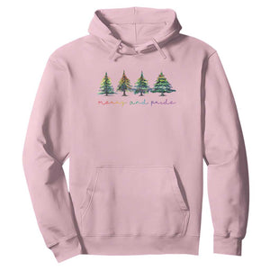 Funny Christmas LGBT Hoodie Merry And Pride Rainbow Xmas Tree TS11 Light Pink Print Your Wear