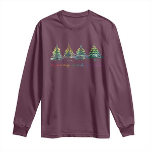 Funny Christmas LGBT Long Sleeve Shirt Merry And Pride Rainbow Xmas Tree TS11 Maroon Print Your Wear