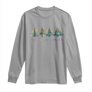 Funny Christmas LGBT Long Sleeve Shirt Merry And Pride Rainbow Xmas Tree TS11 Sport Gray Print Your Wear