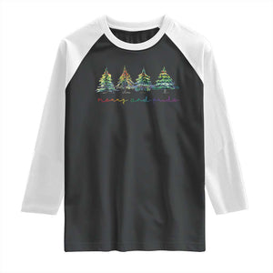 Funny Christmas LGBT Raglan Shirt Merry And Pride Rainbow Xmas Tree TS11 Black White Print Your Wear