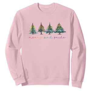 Funny Christmas LGBT Sweatshirt Merry And Pride Rainbow Xmas Tree TS11 Light Pink Print Your Wear
