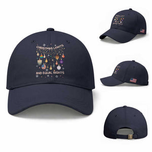 Christmas Lights And Equal Rights LGBTQ Baseball Cap TS11 Baseball Cap Universal Fit Navy Print Your Wear