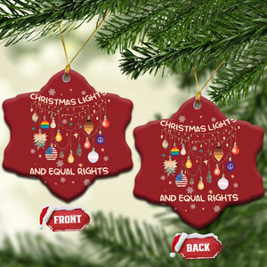 Xmas Lights And Equal Rights LGBTQ Christmas Ornament TS11 Snow Flake Red Print Your Wear