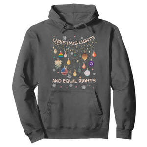 Christmas Lights And Equal Rights LGBTQ Hoodie TS11 Dark Heather Print Your Wear