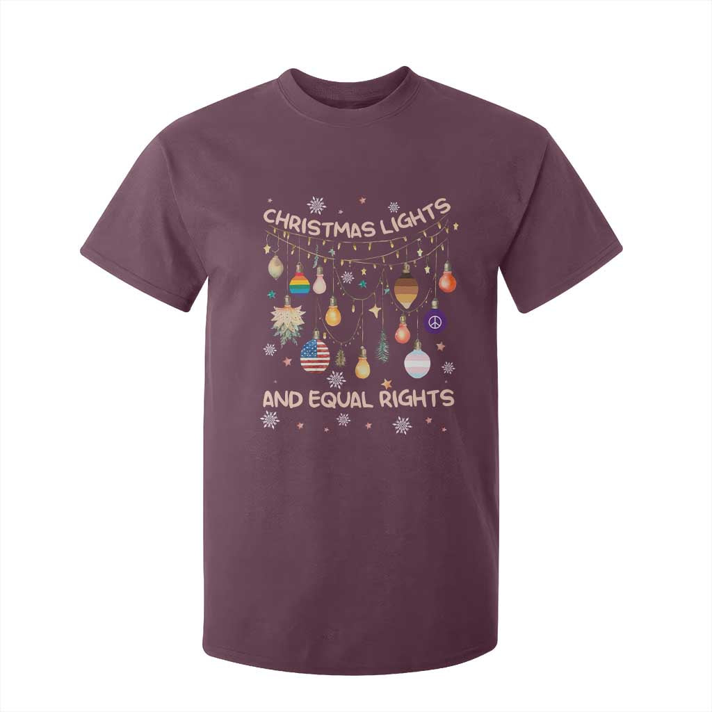 Christmas Lights And Equal Rights LGBTQ T Shirt For Kid TS11 Maroon Print Your Wear