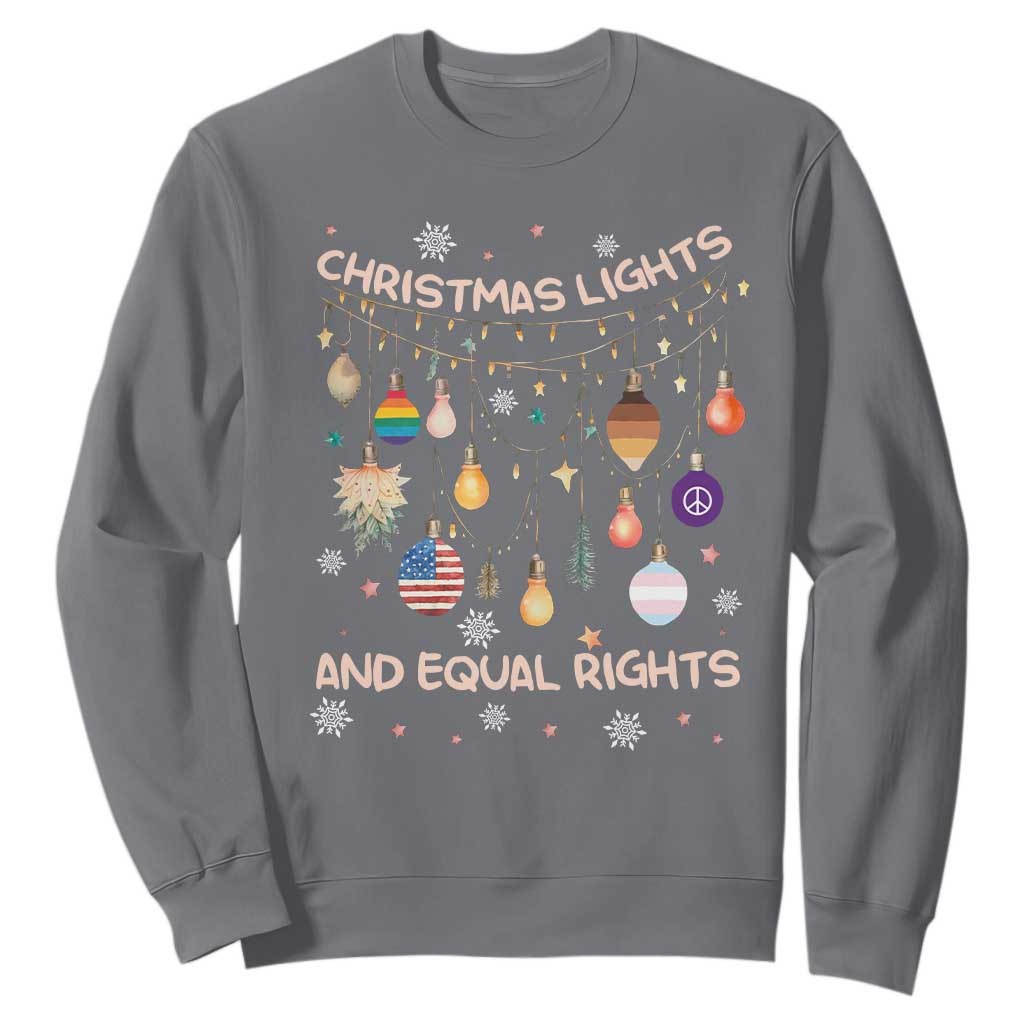 Christmas Lights And Equal Rights LGBTQ Sweatshirt TS11 Charcoal Print Your Wear