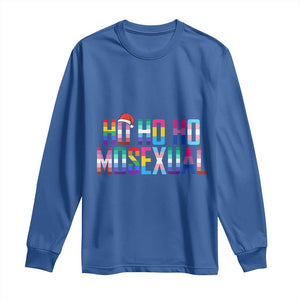 Funny LGBT Christmas Long Sleeve Shirt Ho Ho Ho Mosexual LGBT Flag TS11 Royal Blue Print Your Wear