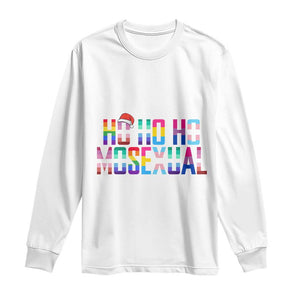 Funny LGBT Christmas Long Sleeve Shirt Ho Ho Ho Mosexual LGBT Flag TS11 White Print Your Wear