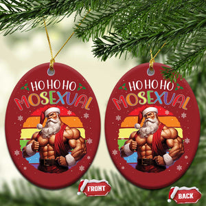 Funny Xmas LGBT Christmas Ornament Ho Ho Ho Mosexual Rainbow Santa TS11 Oval Red Print Your Wear