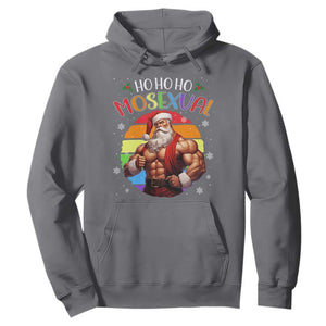 Funny Christmas LGBT Hoodie Ho Ho Ho Mosexual Rainbow Santa TS11 Charcoal Print Your Wear