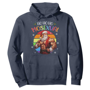 Funny Christmas LGBT Hoodie Ho Ho Ho Mosexual Rainbow Santa TS11 Navy Print Your Wear