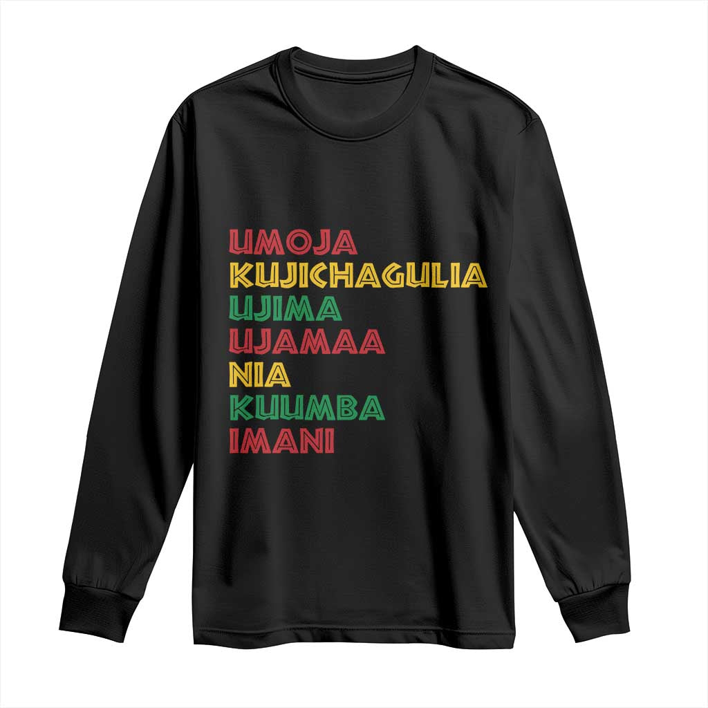 Seven Principles Of Kwanzaa African Nguzo Saba Long Sleeve Shirt TS11 Black Print Your Wear