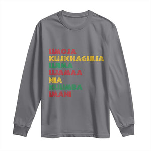 Seven Principles Of Kwanzaa African Nguzo Saba Long Sleeve Shirt TS11 Charcoal Print Your Wear