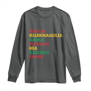 Seven Principles Of Kwanzaa African Nguzo Saba Long Sleeve Shirt TS11 Dark Heather Print Your Wear