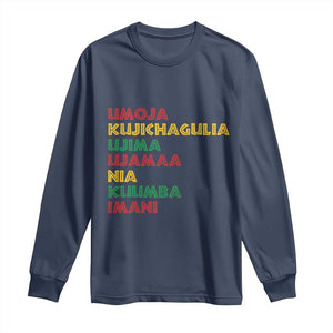 Seven Principles Of Kwanzaa African Nguzo Saba Long Sleeve Shirt TS11 Navy Print Your Wear