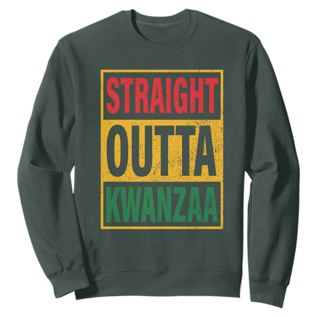 Funny Straight Outta Kwanzaa African American Heritage Sweatshirt TS11 Dark Forest Green Print Your Wear