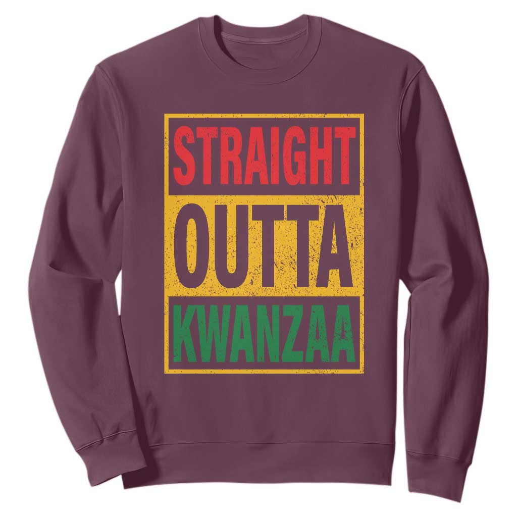 Funny Straight Outta Kwanzaa African American Heritage Sweatshirt TS11 Maroon Print Your Wear