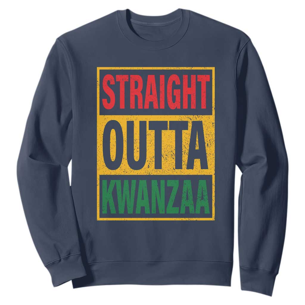 Funny Straight Outta Kwanzaa African American Heritage Sweatshirt TS11 Navy Print Your Wear