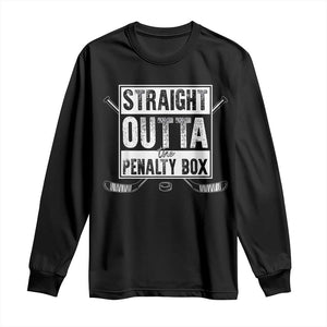 Funny Ice Hockey Long Sleeve Shirt Straight Outta The Penalty Box Vintage Ice Hockey Sticks TS11 Black Print Your Wear