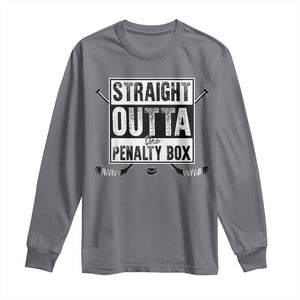 Funny Ice Hockey Long Sleeve Shirt Straight Outta The Penalty Box Vintage Ice Hockey Sticks TS11 Charcoal Print Your Wear