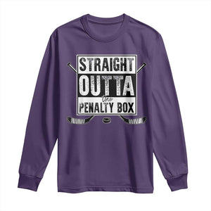 Funny Ice Hockey Long Sleeve Shirt Straight Outta The Penalty Box Vintage Ice Hockey Sticks TS11 Purple Print Your Wear