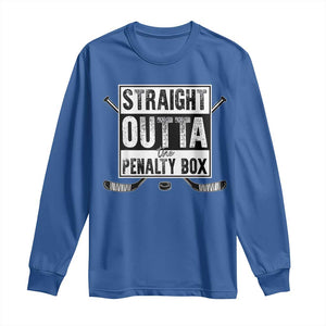 Funny Ice Hockey Long Sleeve Shirt Straight Outta The Penalty Box Vintage Ice Hockey Sticks TS11 Royal Blue Print Your Wear