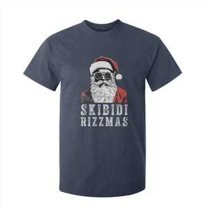 Funny Christmas Santa T Shirt For Kid Skibidi Rizzmas Cool Charisma Rizz Santa Claus TS11 Navy Print Your Wear