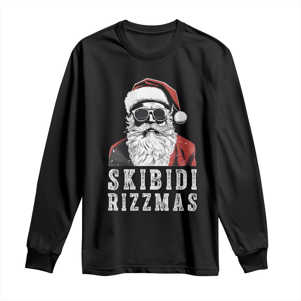 Funny Christmas Santa Long Sleeve Shirt Skibidi Rizzmas Cool Charisma Rizz Santa Claus TS11 Black Print Your Wear