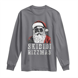 Funny Christmas Santa Long Sleeve Shirt Skibidi Rizzmas Cool Charisma Rizz Santa Claus TS11 Charcoal Print Your Wear