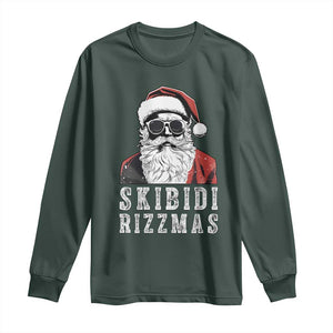 Funny Christmas Santa Long Sleeve Shirt Skibidi Rizzmas Cool Charisma Rizz Santa Claus TS11 Dark Forest Green Print Your Wear