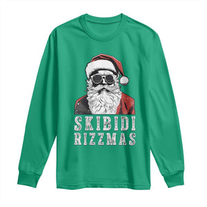 Funny Christmas Santa Long Sleeve Shirt Skibidi Rizzmas Cool Charisma Rizz Santa Claus TS11 Irish Green Print Your Wear