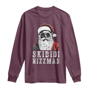 Funny Christmas Santa Long Sleeve Shirt Skibidi Rizzmas Cool Charisma Rizz Santa Claus TS11 Maroon Print Your Wear