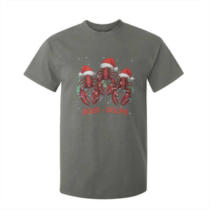 Funny Christmas Cajun Louisiana T Shirt For Kid Roux-Dolph Crawfish Reindeers Santa Hat TS11 Military Green Print Your Wear