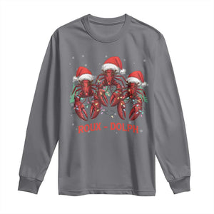 Funny Christmas Cajun Louisiana Long Sleeve Shirt Roux-Dolph Crawfish Reindeers Santa Hat TS11 Charcoal Print Your Wear