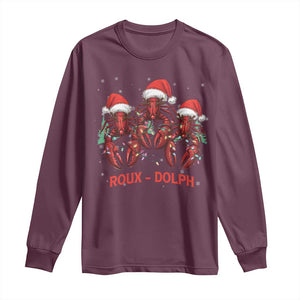 Funny Christmas Cajun Louisiana Long Sleeve Shirt Roux-Dolph Crawfish Reindeers Santa Hat TS11 Maroon Print Your Wear