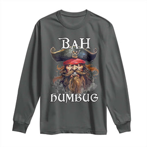 Funny Bah Humbug Christmas Pirate Long Sleeve Shirt TS11 Dark Heather Print Your Wear