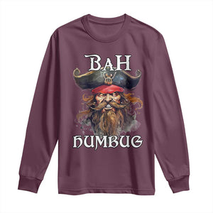 Funny Bah Humbug Christmas Pirate Long Sleeve Shirt TS11 Maroon Print Your Wear