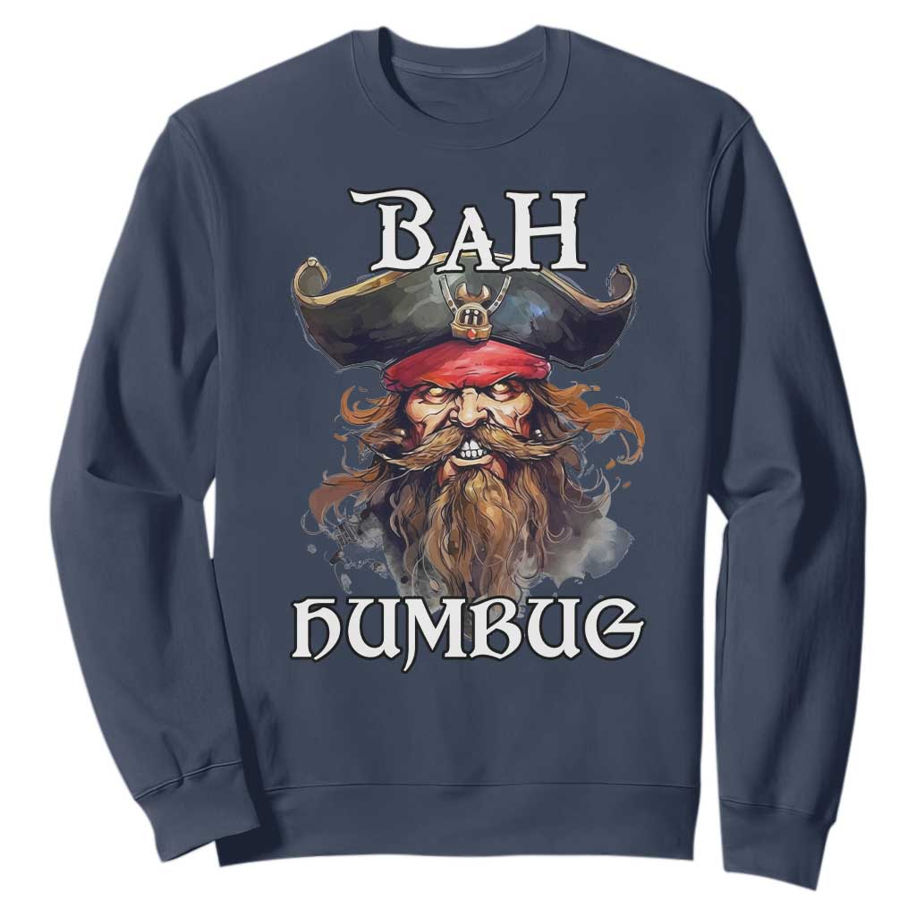 Funny Bah Humbug Christmas Pirate Sweatshirt TS11 Navy Print Your Wear