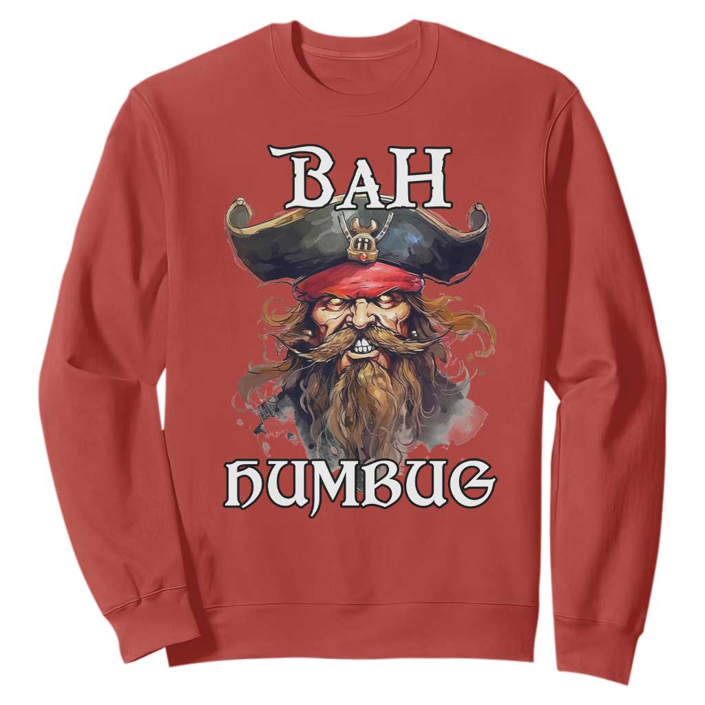 Funny Bah Humbug Christmas Pirate Sweatshirt TS11 Red Print Your Wear
